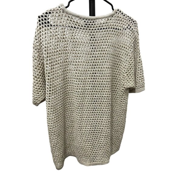 Syllables Mesh Knit Beige Short Sleeve Sweater By Syllables System Size L - Picture 2 of 9